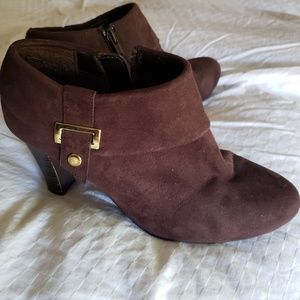Brown suede ankle boots